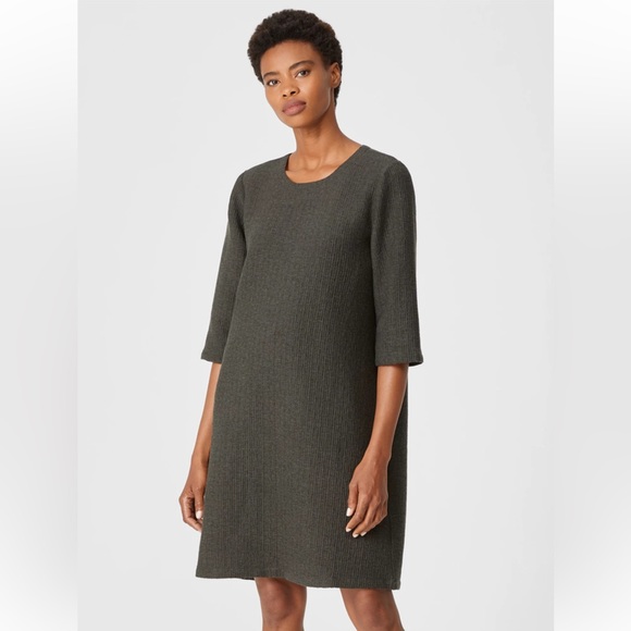 NWT EILEEN FISHER Textured Cotton Ripple Dress - Picture 1 of 10